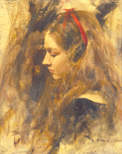 Portrait of Kristy, oil painting by Richard Schmid