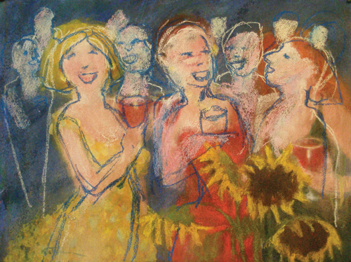 Girls’ Night Out , version 2 | pastel painting