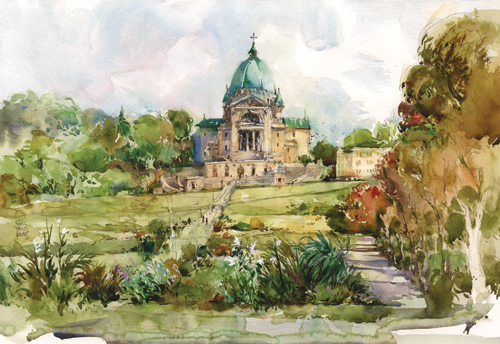 St. Joseph's Oratory, Montreal (pen, ink and watercolor, 15x22) by Marc Taro Holmes