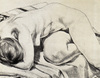 Philip Pearlstein lithograph drawing--Nude Curled Up