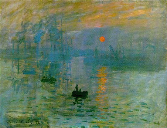 In Impression, soleil levant by Claude Monet, the artist uses cool blue and violet hues to create a sense of atmosphere and send the viewer's eye deeper into the space. 