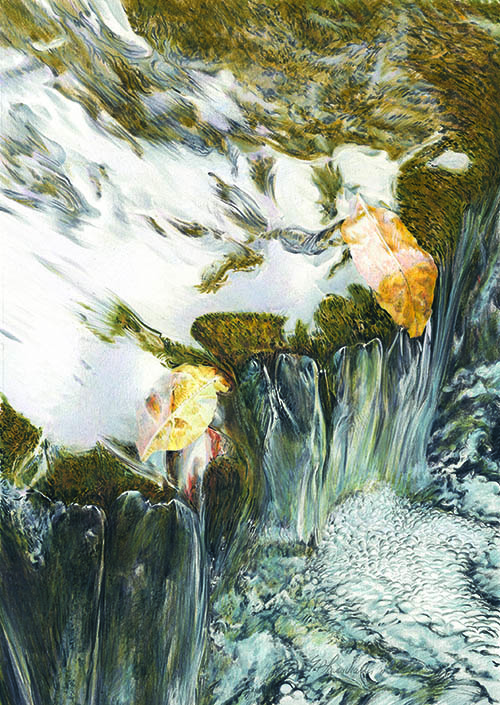 Crevice Stream IV (by Erwin P. Lewandowski, colored pencil, 25x14)