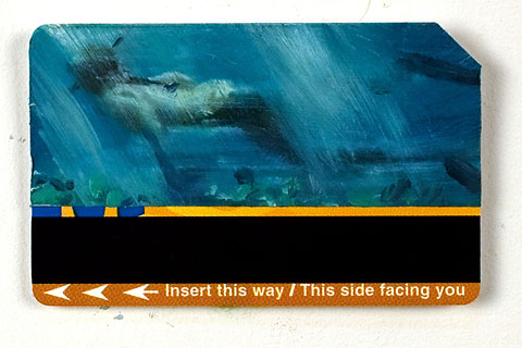 Snorkler by James Bereswill. A credit card or metro card is a perfect "canvas" for a mini painting.