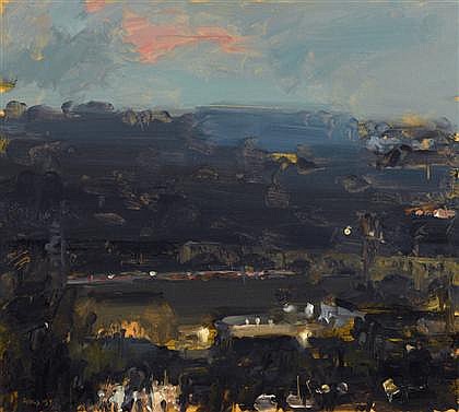 Abstract painting: Evening Over Manayunk by Stuart Shils.