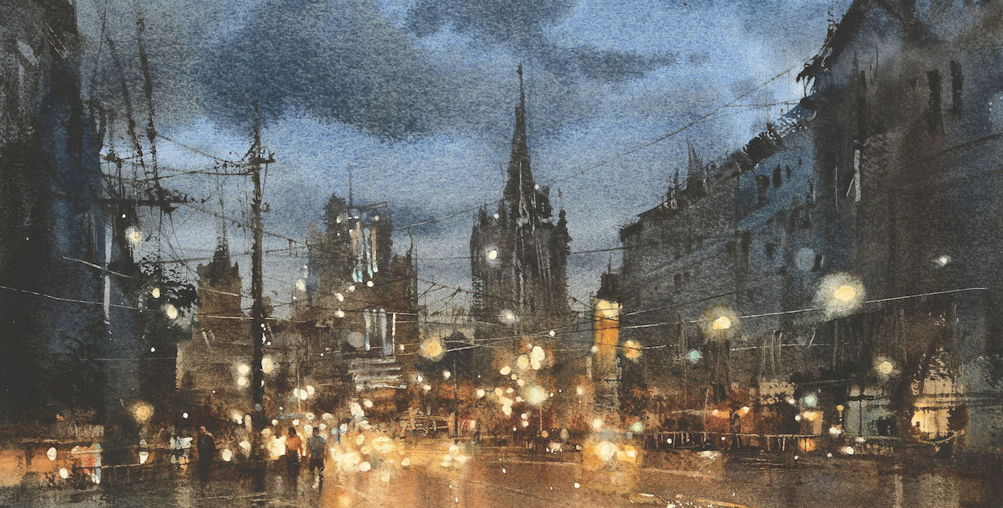 The Moscow Nocturne No. 3 by Chien Chung-Wei, detail | How Contrasting Light and Dark Creates an Explosive Effect in Art | Artists Network