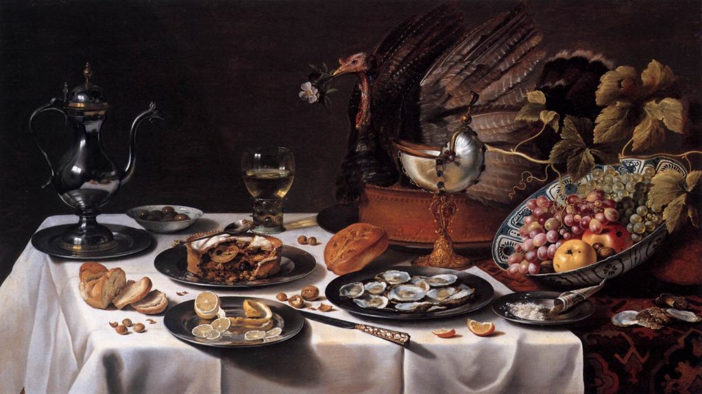 Still Life with Turkey Pie by Pieter Claesz, 1627