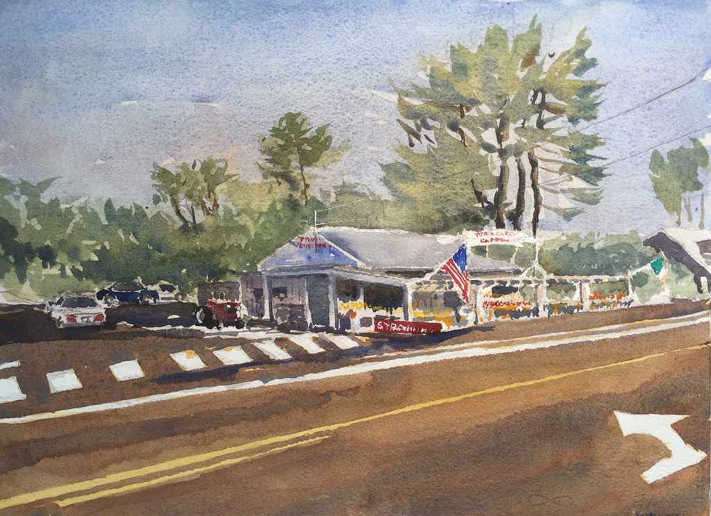 York Corner Gardens (a market in York Harbor, Maine) by Stephen Harby; article by Artists Magazine